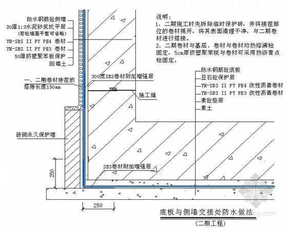 [北京]办公楼地下室防水施工工艺(节点详图)